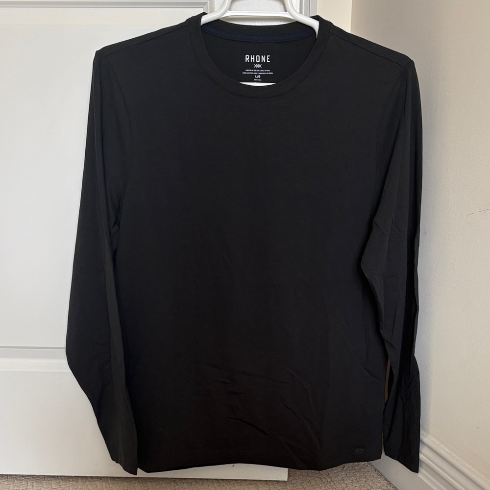 RHONE Black Long Sleeve Crew Neck Performance Tee